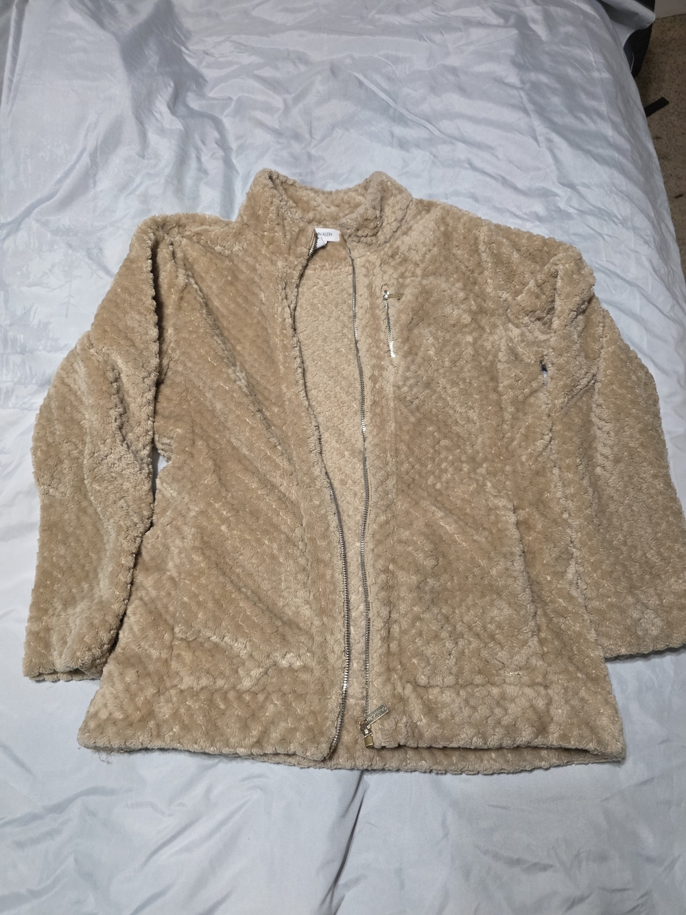 Calvin Klein Tan Teddy Zip-Up Jacket